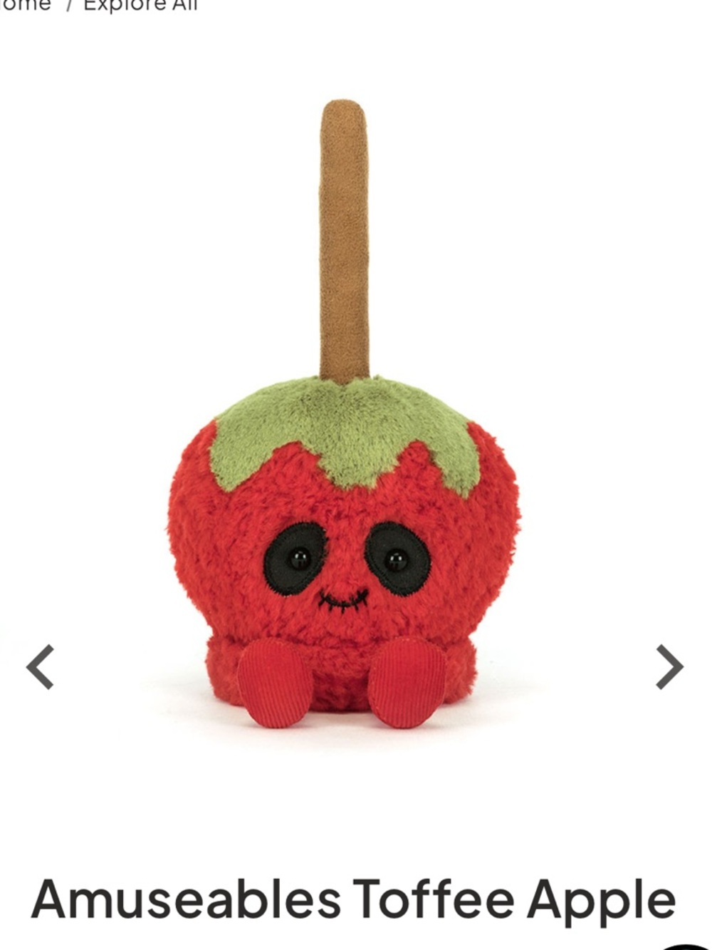 Jellycat Amuseables Toffee Candy Apple plush 7 inch